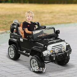 12V Jeep Style Electric Kids Ride On Car Truck MP3 Lights withRemote Control Black