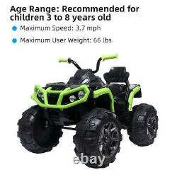 12V Kids ATV Ride On Car Toys Battery Powered 4 Wheel, 2 Speed, LED Light, Music