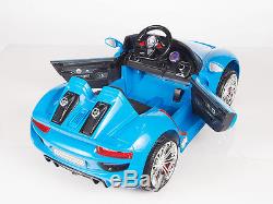 12V Kids Battery Operated Ride On Car with RC Remote Control Doors MP3 Tunes Blue