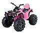 12v Kids Electric Atv Ride On Toy Car Battery With 2 Speed, Led Light, Sound, Pink
