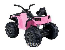 12V Kids Electric ATV Ride On Toy Car Battery with 2 Speed, LED Light, Sound, PINK