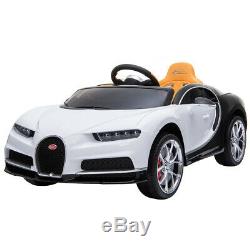 12V Kids Electric Bugatti Chiron Ride on Car withMP3, AUX, and LED White/Black