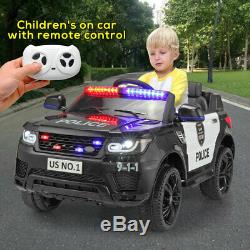 12V Kids Electric Police Car Ride On Car SUV Truck Toys with Remote Control Horn
