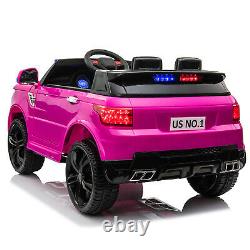12V Kids Electric Police Car Ride On Car SUV Truck Toys with Remote Control Pink