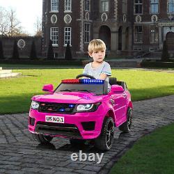 12V Kids Electric Police Car Ride On Car SUV Truck Toys with Remote Control Pink