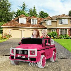 12V Kids Electric Police Car Ride On Car SUV Truck Toys with Shinning Lights Pink