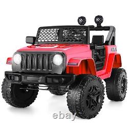 12V Kids Electric Ride-On Jeep Car USB Bluetooth Remote Control with LED Lights