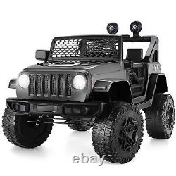 12V Kids Electric Ride-On Jeep Car USB Bluetooth Remote Control with LED Lights