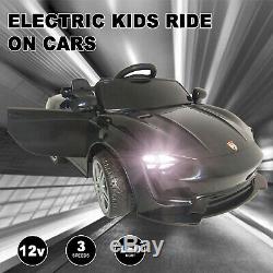 12V Kids Electric Toys Ride on Car Battery Suspension 3 Speed With RC Music Black