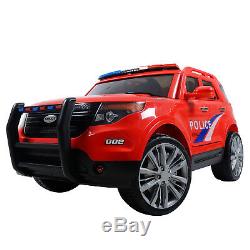 12V Kids Police Car Ride on SUV Cars Electric Light Sirens USB AUX Red