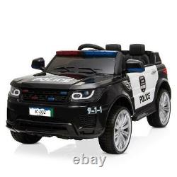 12V Kids Police Ride-On SUV Car Toys with 3 Speeds, Lights, AUX, Sirens, Remote