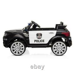 12V Kids Police Ride-On SUV Car Toys with 3 Speeds, Lights, AUX, Sirens, Remote