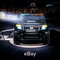 12V Kids Police Ride on SUV Cars Electric with 2 Speeds Light Sirens USB AUX Black