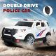 12v Kids Police Ride On Suv Cars Electric With 2 Speeds Light Sirens Usb Aux White