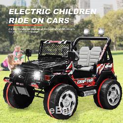 12V Kids Powered Ride on Cars Electric Battery Wheel Remote Control USB Black