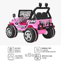 12V Kids Powered Ride on Cars Electric Battery Wheel Remote Control USB Pink