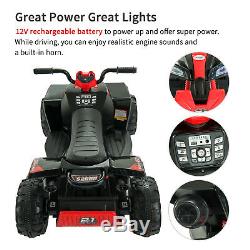 12V Kids Ride On ATV Car Quad 4 Wheeler Electric Toy With Led Lights 2 Speed Red