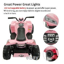 12V Kids Ride On ATV Car Quad 4 Wheels Electric Toy With Led Lights, 2 Speed, Sounds