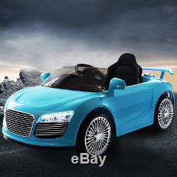 12V Kids Ride On Car Audi R8 Style Remote Control RC Bright Lights -Blue