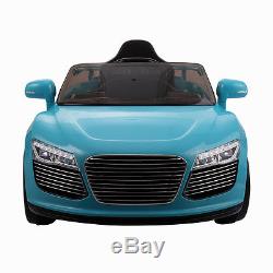 12V Kids Ride On Car Audi R8 Style Remote Control RC Bright Lights -Blue