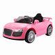 12v Kids Ride On Car Audi R8 Style Remote Control Rc Bright Lights -pink