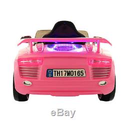 12V Kids Ride On Car Audi R8 Style Remote Control RC Bright Lights -Pink