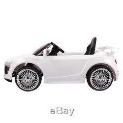 12V Kids Ride On Car Audi R8 Style Remote Control RC Bright Lights White