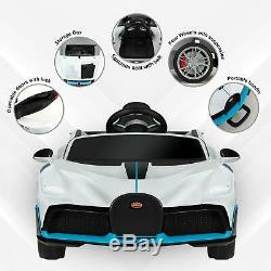 12V Kids Ride On Car Electric Bugatti Divo Cars with RC Safety Lock Music Horn