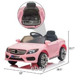 12V Kids Ride On Car Electric Car WithMP3 LED Lights Toy Gift Remote Control Pink
