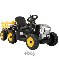 12V Kids Ride On Car Electric Tractor Battery Powered Toy with Trailer LED Lights