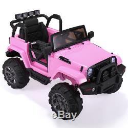 12V Kids Ride On Car Jeep Racing Battery Electric Music Light Pink