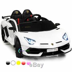 12V Kids Ride On Car Licensed Lamborghini with Remote Control MP3 Lights White