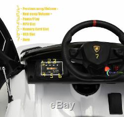 12V Kids Ride On Car Licensed Lamborghini with Remote Control MP3 Lights White