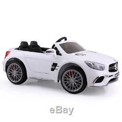 12V Kids Ride On Car Mercedes Benz License MP3 Remote Control Power Wheels White