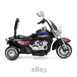 12V Kids Ride-On Motorcycle Chopper with Built-In Music, MP3 Plug-In (Black)