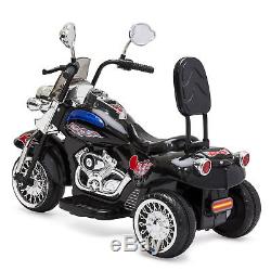 12V Kids Ride-On Motorcycle Chopper with Built-In Music, MP3 Plug-In (Black)