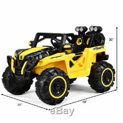 12V Kids Ride On Racing Off Road Truck Car Remote Control withLED Light MP3 Yellow