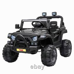 12V Kids Ride On Toy Electric Battery Powered Off-Road Truck With LED Lights Black