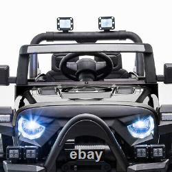 12V Kids Ride On Toy Electric Battery Powered Off-Road Truck With LED Lights Black