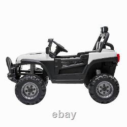 12V Kids Ride On Toy Electric Battery Powered Off-Road Truck With LED Lights White