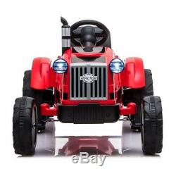 12V Kids Ride On Tractor Car Toys Battery Light Music Trailer with Remote Control
