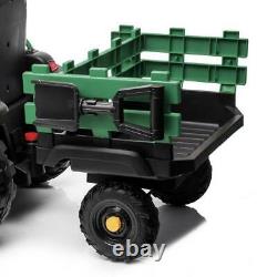 12V Kids Ride On Tractor Car Toys Electric Music Seat Belt with Big Trailer 2in1