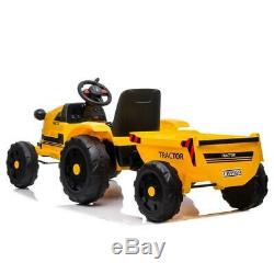 12V Kids Ride On Tractor Car Toys Light Music Trailer 3 Speeds Remote Control