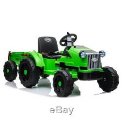 12V Kids Ride On Tractor Car Toys MP3 2 Speed with Large Trailer 2 in 1 Remote