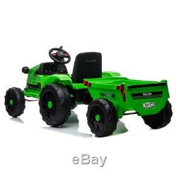 12V Kids Ride On Tractor Car Toys MP3 2 Speed with Large Trailer 2 in 1 Remote