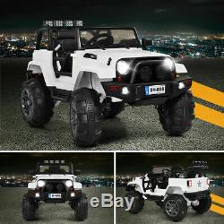 12V Kids Ride On Truck Car withBluetooth Remote Control MP3 Music LED Lights White