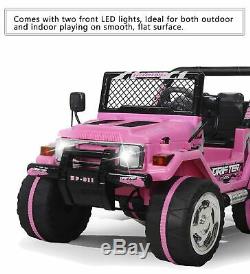 12V Kids Ride On Truck Car with Remote Control LED Lights 3 Speeds with Music Pink