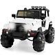 12v Kids Ride On Truck Car With Remote Control Led Lights 3 Speeds With Music White
