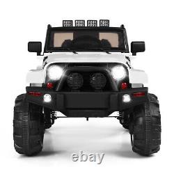 12V Kids Ride On Truck Car with Remote Control MP3 Music LED Lights White