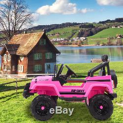 12V Kids Ride on Car Jeep Wrangler Toys Electric Battery with Remote Control Pink